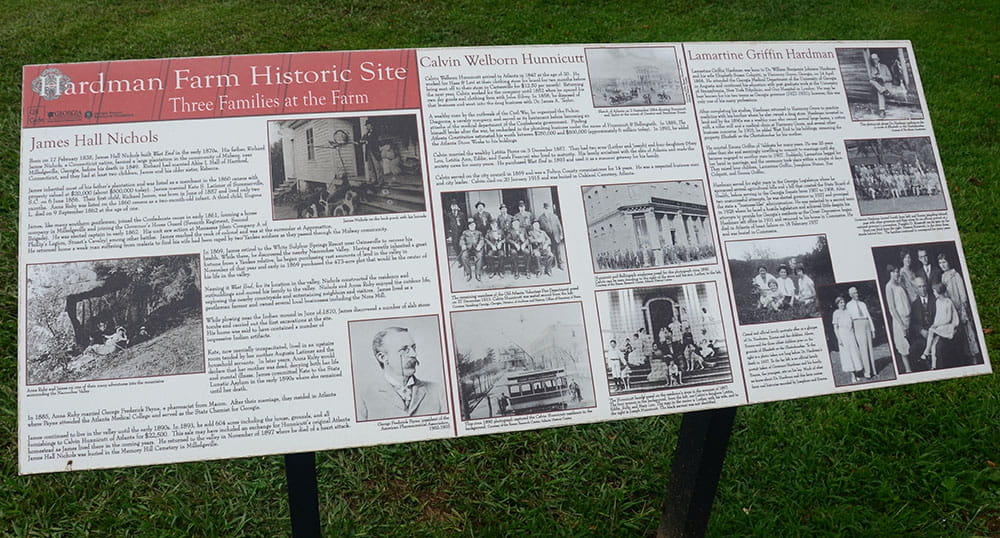 Interpretive sign describing the history of Hardman Farm.