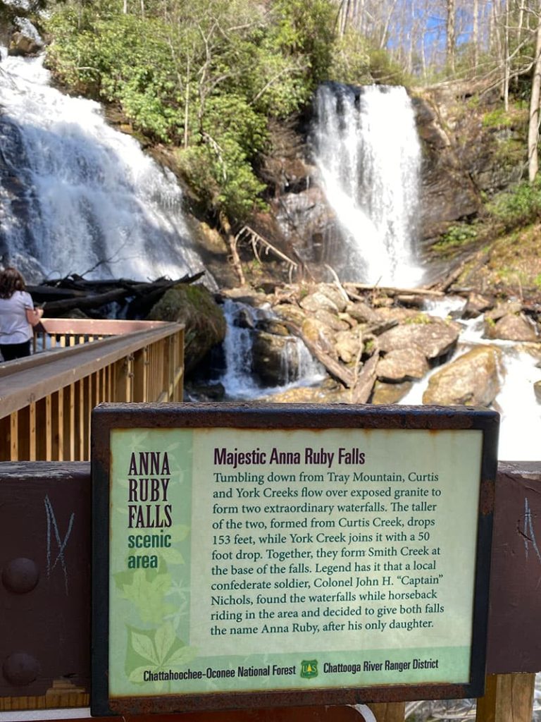 A view of Anna Ruby Falls near Helen, Georgia.